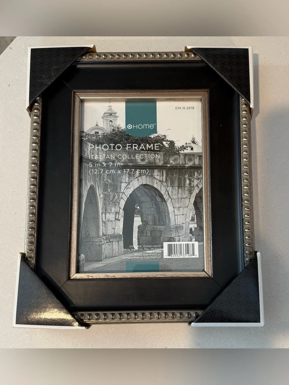 NWT Target Home Collection Black and Silver Beaded 5x7 Photo Frame